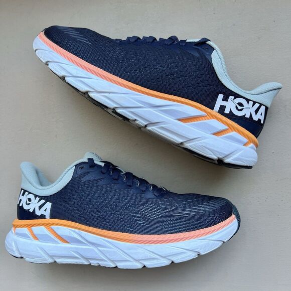 Hoka One One Shoes - Hoka One One Clifton 7 Navy Blue Running Shoes Black Iris/Blue Haze Women 6
